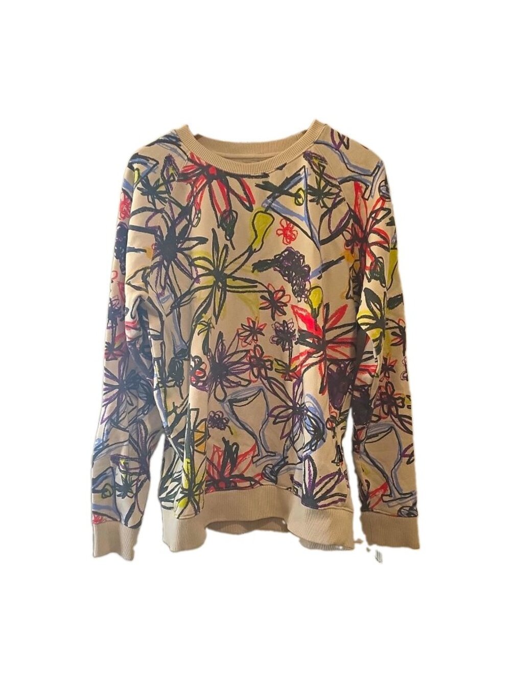 DEDICATED Sweatshirt Organic Cotton Paradise Sketch Oat White Womens Size M